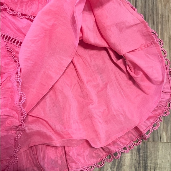 Hemant & Nandita Boho Gypsy Hot Pink Mini Dress L Ruffle Hem Festival - Picture 6 of 8